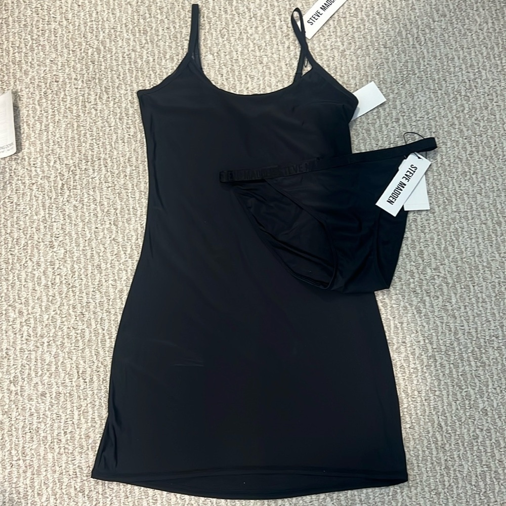Calvin Klein Black Slip Dress & Bikini Brief Set